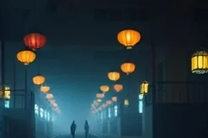 《半城灯》封面，停电后的街区只剩零星窗口透光