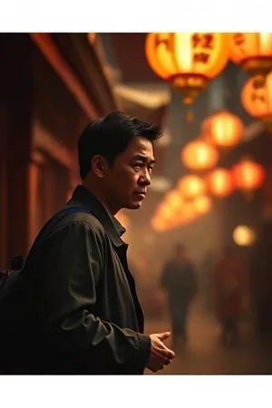 《长夜放映室》封面，老式居民楼走廊尽头亮着一盏灯